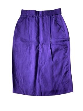 Vintage Tahari Purple Pleated Midi Skirt Pockets High Waisted